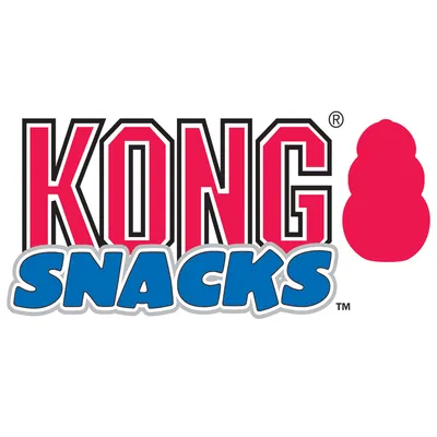 KONG SNACKS – texte de la marque visible, avec forme rouge emblématique à droite. Texte essentiel pour l’identification du produit.