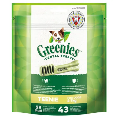 Greenies Dental Treats Teenie für Hunde 2-7kg, 28 kcal pro Snack, 43 tägliche Zahnpflegesnacks. Entwickelt mit Tierärzten zur Zahnpflege, hilft Plaque und Zahnstein zu reduzieren.