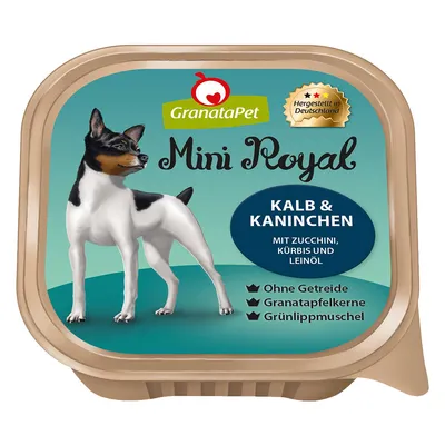 GranataPet Mini Royal, Kalb & Kaninchen, с цукини, тыквой и льняным маслом. Без зерна, гранатовые косточки, зелёная мидия. Сделано в Германии.