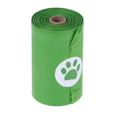 Grüne Rolle mit Hundepfoten-Symbol, vermutlich Hundekotbeutel.