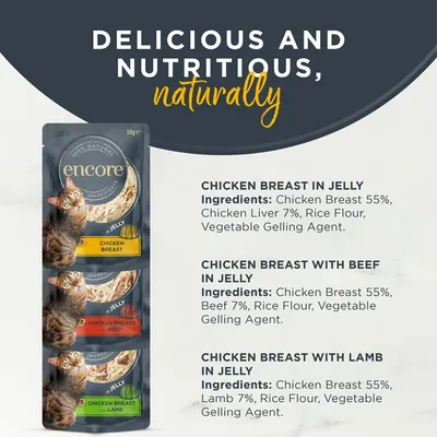 Encore Cat Jelly Pouch Multipack 5 x 50g - Chicken Selection 1 (3 Varieties) Encore Cat Jelly Pouch Multipack 5 x 50g - Chicken Selection 1 (3 Varieties)