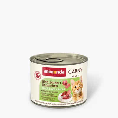 animonda Carny Kitten Naudanliha, kana ja kaniini. 100 % tuoreita ainesosia, korkea eläinproteiinipitoisuus, ei lisättyä viljaa eikä sokeria. animonda Carny Kitten Naudanliha, kana ja kaniini. 100 % tuoreita ainesosia, korkea eläinproteiinipitoisuus, ei lisättyä viljaa eikä sokeria.