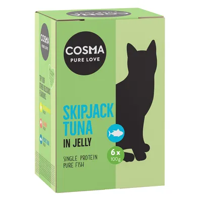 Cosma Pure Love Skipjack Tuna in Jelly, single protein pure fish, pack contains 6 x 100g portions.