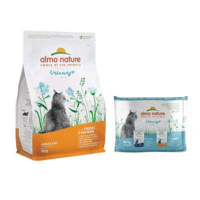 2 кг Almo Nature Holistic Urinary Help курица + влажный корм, 6 х  70 г по суперцене!