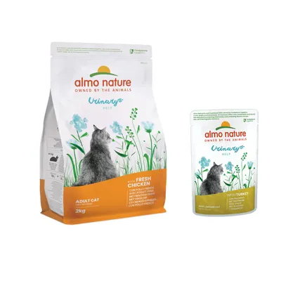 2 кг Almo Nature Holistic Urinary Help курица + влажный корм, 6 х  70 г по суперцене!