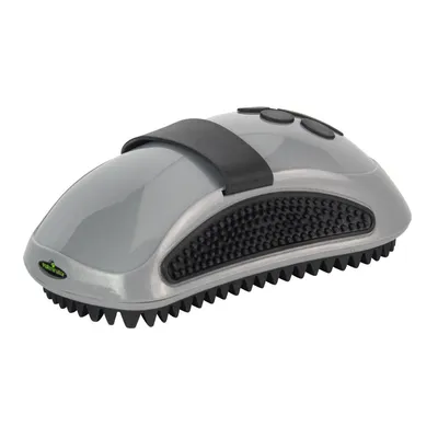 FURminator vårdverktyg med ergonomiskt handtag och svarta gummiborstar, lämplig för pälsvård.