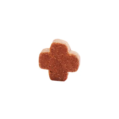 Croquette marron en forme de croix, sans marque ni texte visible, présentée sur fond blanc.