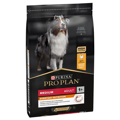 Purina Pro Plan Medium Adult Everyday Nutrition, курица в качестве основного ингредиента, для собак от 1 года, высокий уровень белка, без добавленных красителей.