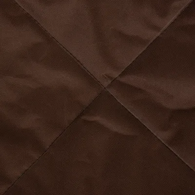 Close-up of brown, durable fabric with cross-stitching. Material details for product description.