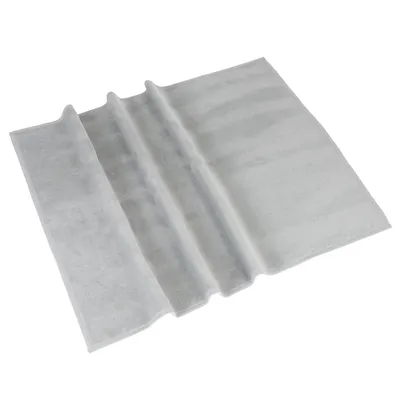 Grey mat with folded design, rectangular shape, suitable for various uses.