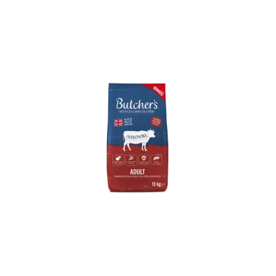 Butcher's Original opskrift fra UK, Adult, 15 kg. Med oksekød, uden kunstige tilsætningsstoffer, understøtter immunsystem og fordøjelse.
