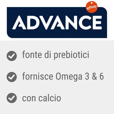 ADVANCE affinity, fonte di prebiotici, fornisce Omega 3 & 6, con calcio