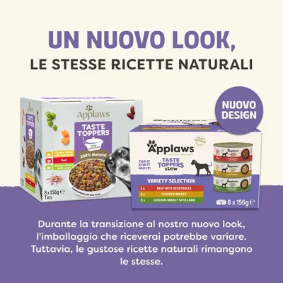 Applaws Taste Toppers Pacco misto 8 x 156 g per cani - Set risparmio: 16 x 156 g Stufato