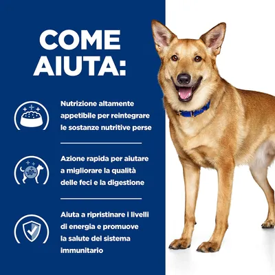 COME AIUTA: Nutrizione altamente appetibile per reintegrare le sostanze nutritive perse. Azione rapida per migliorare qualità delle feci e digestione. Ripristina energia e salute immunitaria.