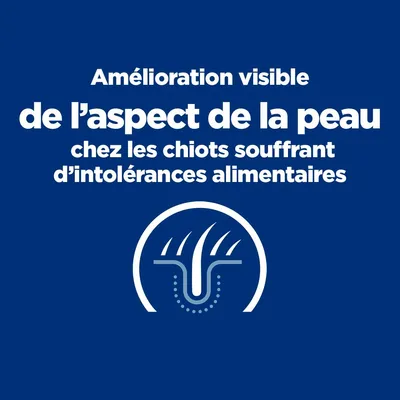Amélioration visible de l’aspect de la peau chez les chiots souffrant d’intolérances alimentaires