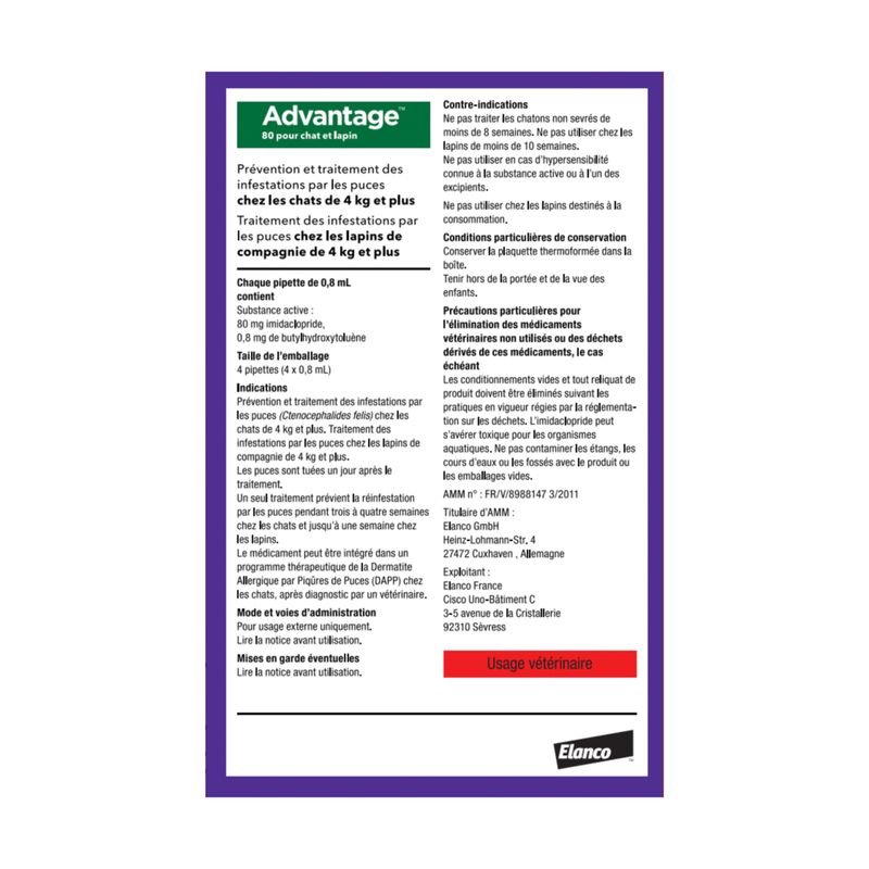 Advantage® 80 pour chat et lapin > 4 kg