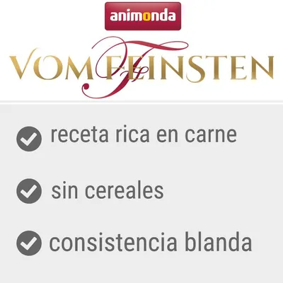 animonda Vom Feinsten. Receta rica en carne, sin cereales, consistencia blanda.