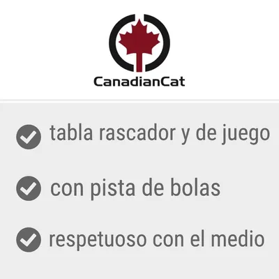 CanadianCat: tabla rascador y de juego, con pista de bolas, respetuoso con el medio