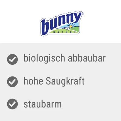 bunny nature. Características: biodegradable, alta capacidad de absorción, bajo en polvo.