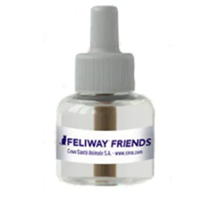Feliway Friends refill bottle with label showing Ceva Santé Animale S.A. and website www.ceva.com.
