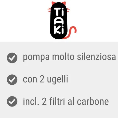Tiaki, pompa molto silenziosa, con 2 ugelli, incl. 2 filtri al carbone