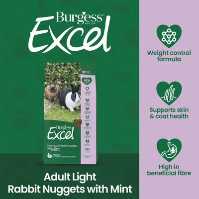 Burgess Excel Light Adult Rabbit Nuggets with Mint - Economy Pack: 2 x 1.5kg Burgess Excel Light Adult Rabbit Nuggets with Mint - Economy Pack: 2 x 1.5kg