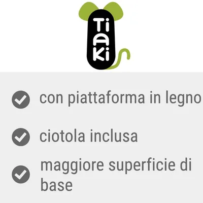 Tiaki. con piattaforma in legno, ciotola inclusa, maggiore superficie di base.
