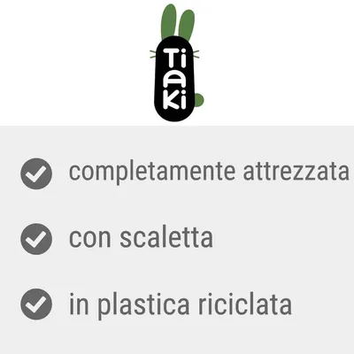 Tiaki; completamente attrezzata, con scaletta, in plastica riciclata