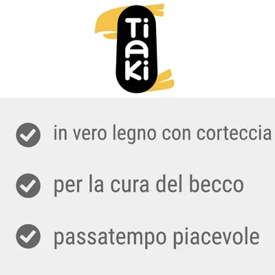 Tiaki. in vero legno con corteccia, per la cura del becco, passatempo piacevole