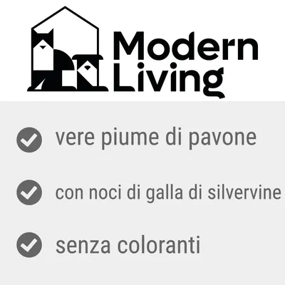 Modern Living. vere piume di pavone, con noci di galla di silvervine, senza coloranti