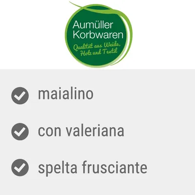 Aumüller Korbwaren Qualità aus Weide, Holz und Textil. maialino, con valeriana, spelta frusciante.