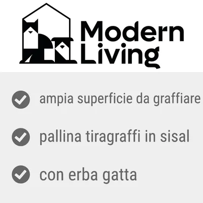 Modern Living. ampia superficie da graffiare, pallina tiragraffi in sisal, con erba gatta