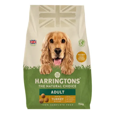 Harringtons The Natural Choice Adult food, rich in turkey with veg, high meat freshly prepared, 15kg bag, 100% complete food, made in the UK.