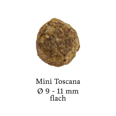 Mini Toscana, Ø 9–11 mm, flach. Εμφανίζεται μία κροκέτα με διάμετρο 9 έως 11 χιλιοστά. Mini Toscana, Ø 9–11 mm, flach. Εμφανίζεται μία κροκέτα με διάμετρο 9 έως 11 χιλιοστά.