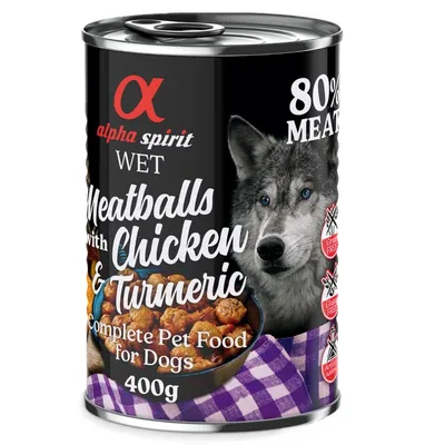 4 + 2 gratis! 6 x 400 g Alpha Spirit Dog Kjøttboller