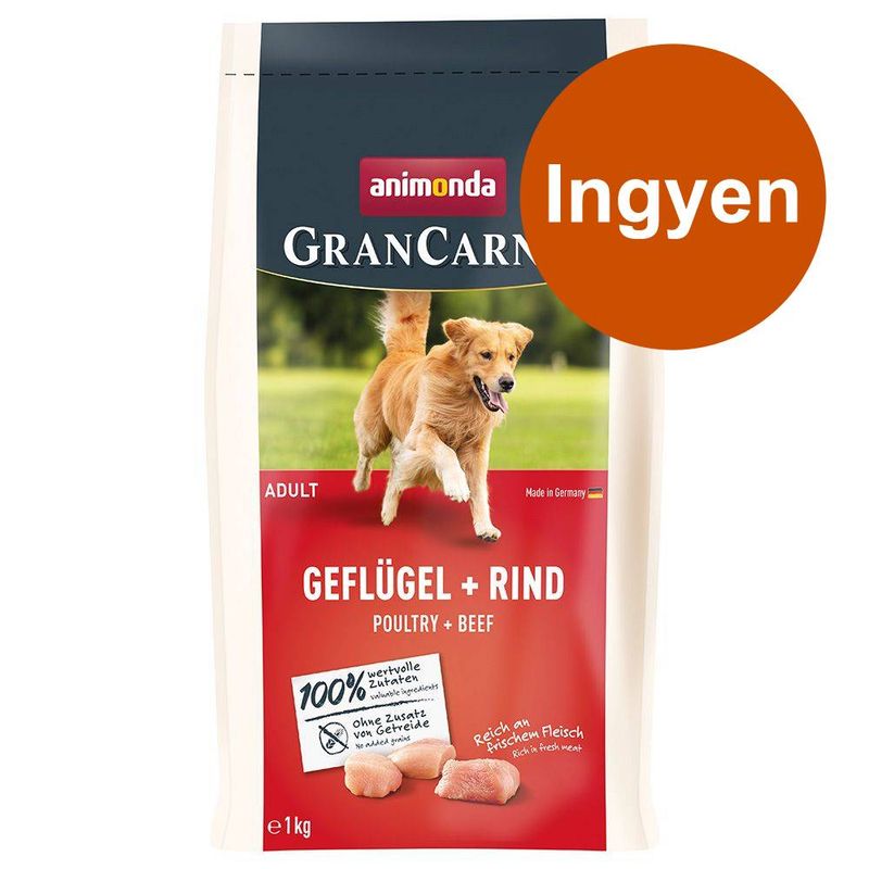 Ajándék: animonda GranCarno Adult szárnyas + marha