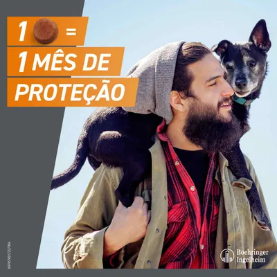 1 comprimido = 1 mês de proteção. Boehringer Ingelheim.