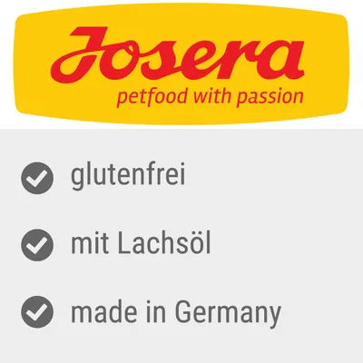 Josera petfood with passion. Caracteristici: fără gluten, cu ulei de somon, fabricat în Germania.