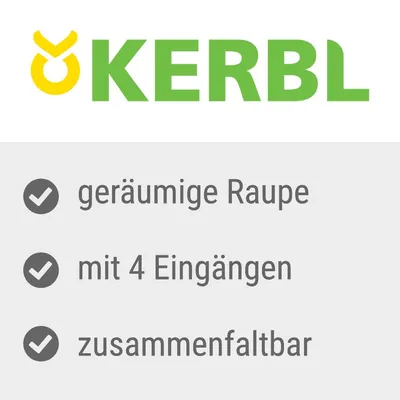 KERBL, geräumige Raupe, mit 4 Eingängen, zusammenfaltbar (tysk tekst synlig i billedet)