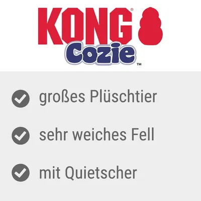KONG Cozie. Grosses Plüschtier, sehr weiches Fell, mit Quietschgeräusch.
