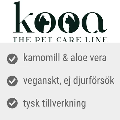 kooa THE PET CARE LINE. kamomill & aloe vera, veganskt ej djurförsök, tysk tillverkning.