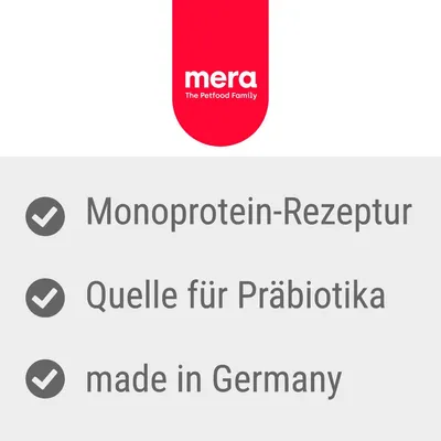 mera. Monoproteinska receptura, vir prebiotikov, izdelano v Nemčiji.