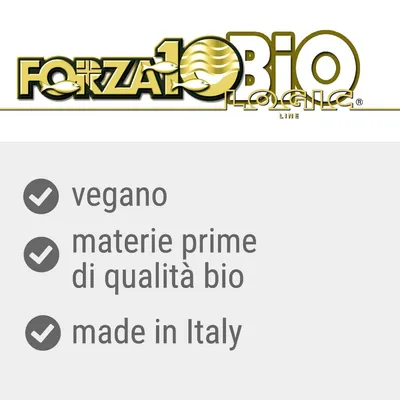 FORZA10 BIO LOGIC. vegano, materie prime di qualità bio, made in Italy (tekst på italiensk og engelsk)