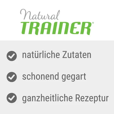 Natural Trainer. naturelle Zutaten, schonend gegart, ganzheitliche Rezeptur (texte en allemand)