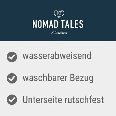 NOMAD TALES München. wasserabweisend, waschbarer Bezug, Unterseite rutschfest (tysk text).