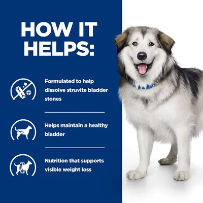Formulated to help dissolve struvite bladder stones. Helps maintain a healthy bladder. Nutrition that supports visible weight loss. (Κείμενο στα αγγλικά)