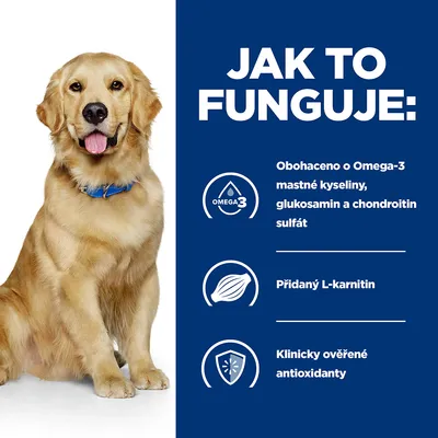 Jak to funguje: Obohaceno o Omega-3 mastné kyseliny, glukosamin a chondroitin sulfát, přidaný L-karnitin, klinicky ověřené antioxidanty.