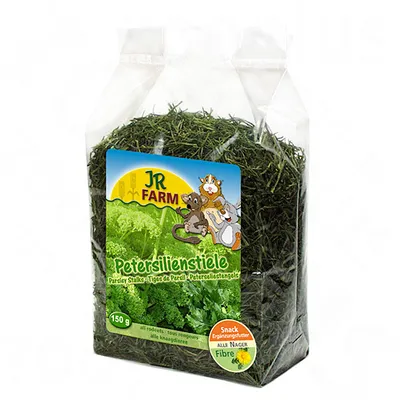 JR Farm Petersilienstiele, Snack Ergänzungsfutter für alle Nager, 150g Packung. Enthält natürliche Ballaststoffe.