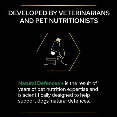 DEVELOPED BY VETERINARIANS AND PET NUTRITIONISTS. Natural Defences+ is the result of years of pet nutrition expertise and is scientifically designed to help support dogs’ natural defences. (κείμενο στα αγγλικά)