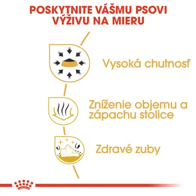 Poskytnite vášmu psovi výživu na mieru: vysoká chutnosť, zníženie objemu a zápachu stolice, zdravé zuby.